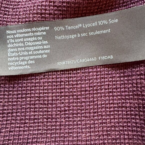 Eileen Fisher Size M Plum Silk Blend Lightweight Open Front Cardigan Sweater - Picture 5 of 13